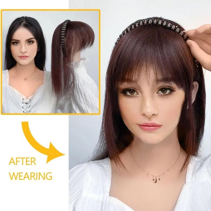 Product Introduction of Rambut Palsu Penutup Halimunan, Alamiah dengan Poni dan Ikat Kepala Berkilauan, Rambut Putih Simulasi, Rambut Palsu Rambut, E7U9 23