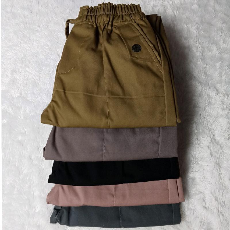 Celana Baggy Pants Kain American Drill / Celana panjang Model Terbaru / Celana Model Variasi Kancing Pinggang Tali Serut  Soft 7