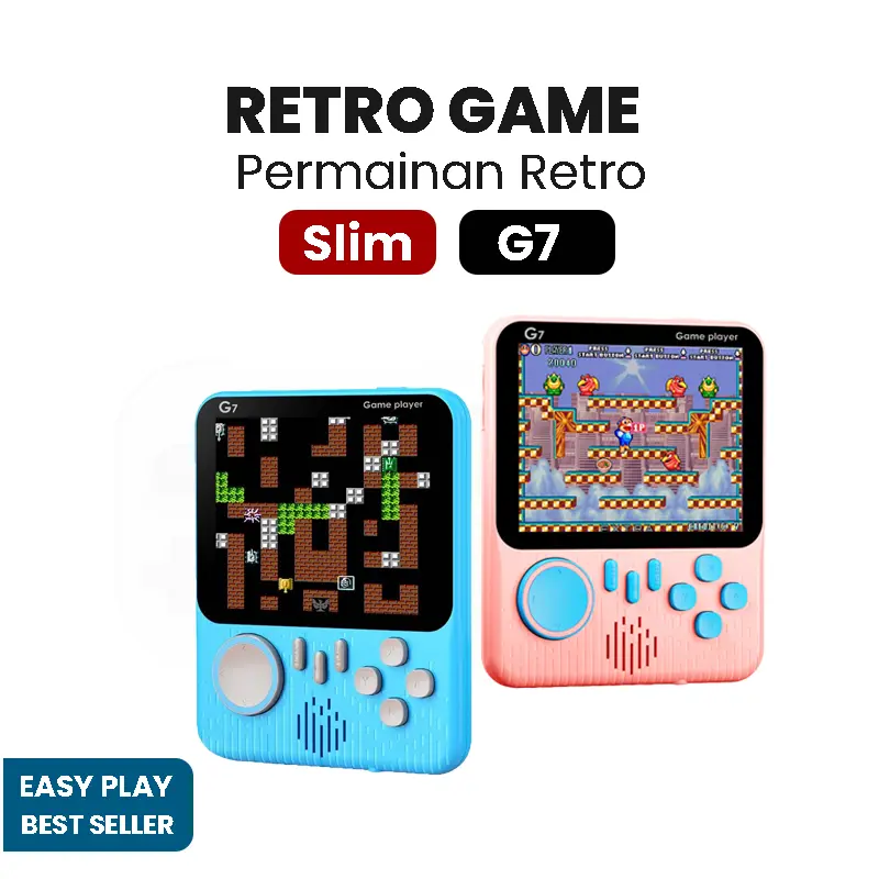 Game Boy Game Bot Gameboy Console Portable Game Player Built-in Clasic 600 Games Connect to TV or Gamepad  1 Player or 2 Player/ Gamepad 2 Pemain Dapat Stick G7 Hadiah Sempurna Terbaik/ Gameboy Retro Terbaik Dapat Stick Bisa Untuk 2 Orang [Easy Play] Blue