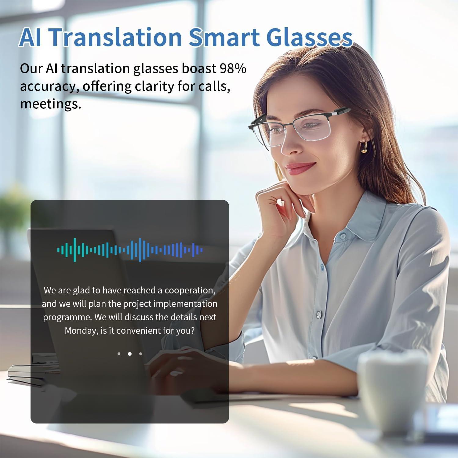 Smart glasses, app translation, color-changing lenses, high-definition voice calls, Hi-Fi music quality, open-ear audio glasses. - Image 4
