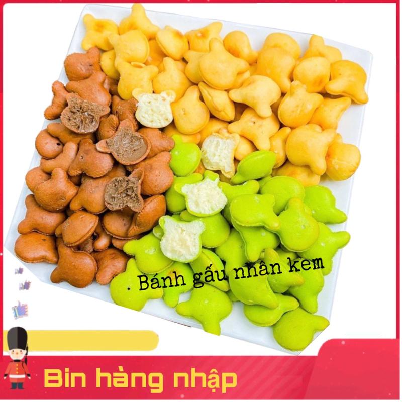 1kg bánh gấu nhân kem thiên hồng ngon rẻ hạn dùng xa Snack Ăn Vặt Food