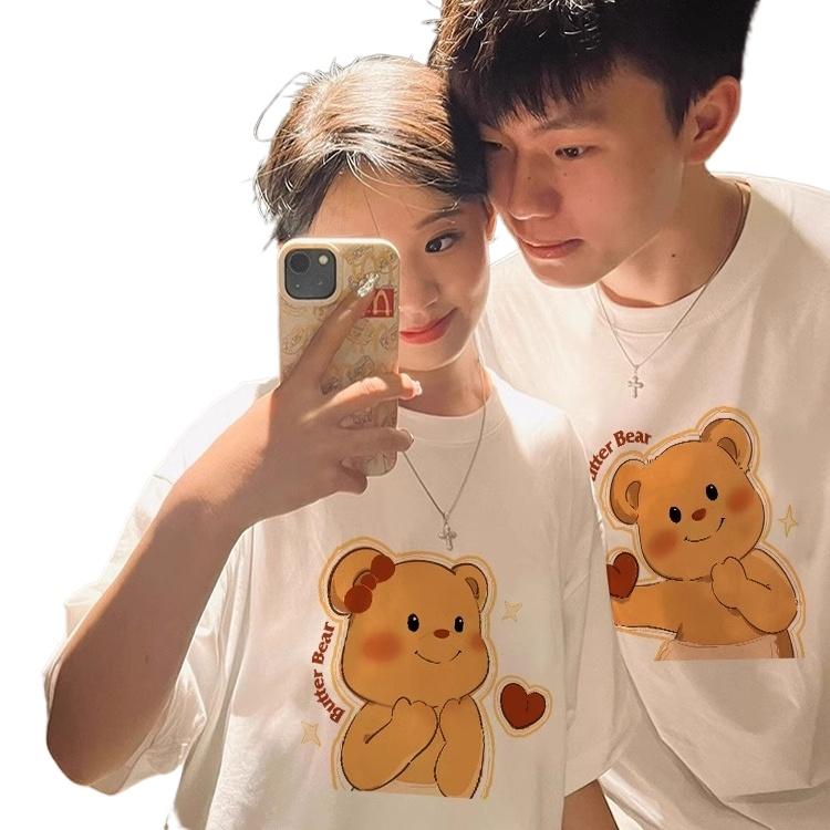 Product Introduction of Exclusive women's T-shirt series: Korean style loose design butter teddy bear short sleeved T-shirt and couple outfit - women's oversized casual T-shirt 1