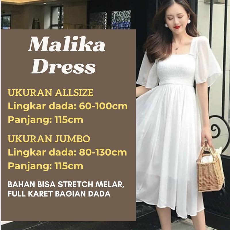 Product Introduction of KC - Malika Midi Dress - 2 Size - Square Neck Chiffon ada furing 0