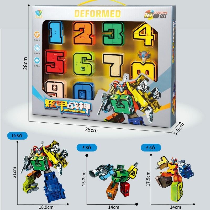 Bộ Robot Số Biến Hình 10 Số Từ 0- 9 Cho Bé - Robot Số Đồ Chơi Lắp Ráp
