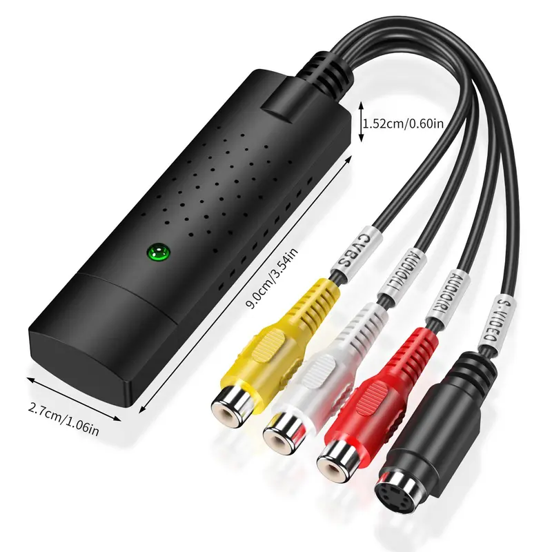 USB Video Capture Card, USB Video Capture Device, RCA to USB Audio Video Converter, Audio & Video Accessories Compatible with TV Tape Player Camcorder Windows Mac 1