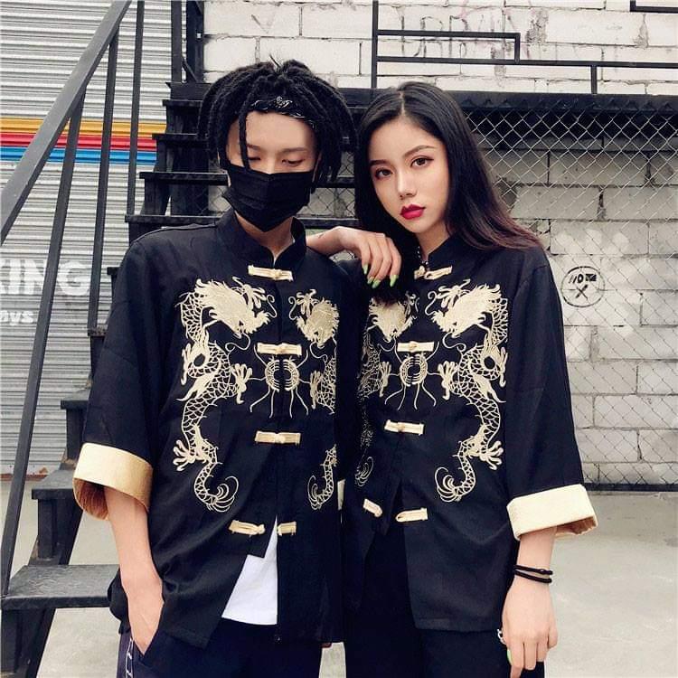 Áo shanghai Rồng Thêu cổ điển nam nữ cosplay cổ điển