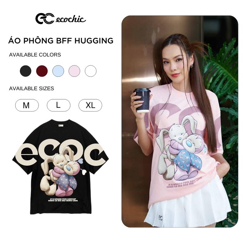 Áo Phông Gấu Thỏ ECOCHIC BFF HUGGING TEE F792 Local Brand Chính Hãng Unisex Form Rộng Oversize Premium Cotton