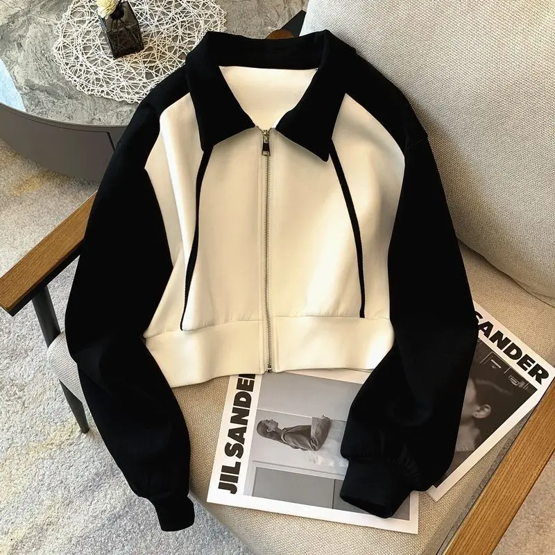 Áo Len Dài Tay Cổ Polo Ngắn, Dành Cho Nữ, Lót Lông Cừu, Dày Dặn, Áo Cardigan Có Khóa Kéo, Áo Thích Hợp, Thời Trang, Hàng Mới Về Thu Đông 2024