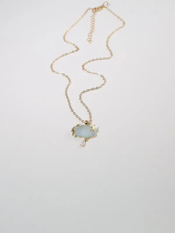 Women's Elegant Cloud & Lightning Design Pendant Necklace, Rhinestone Decor Necklace for Party, Daily Clothing Decor for Girl, Trendy All-match & Exquisite Jewelry for Birthday Gift 6