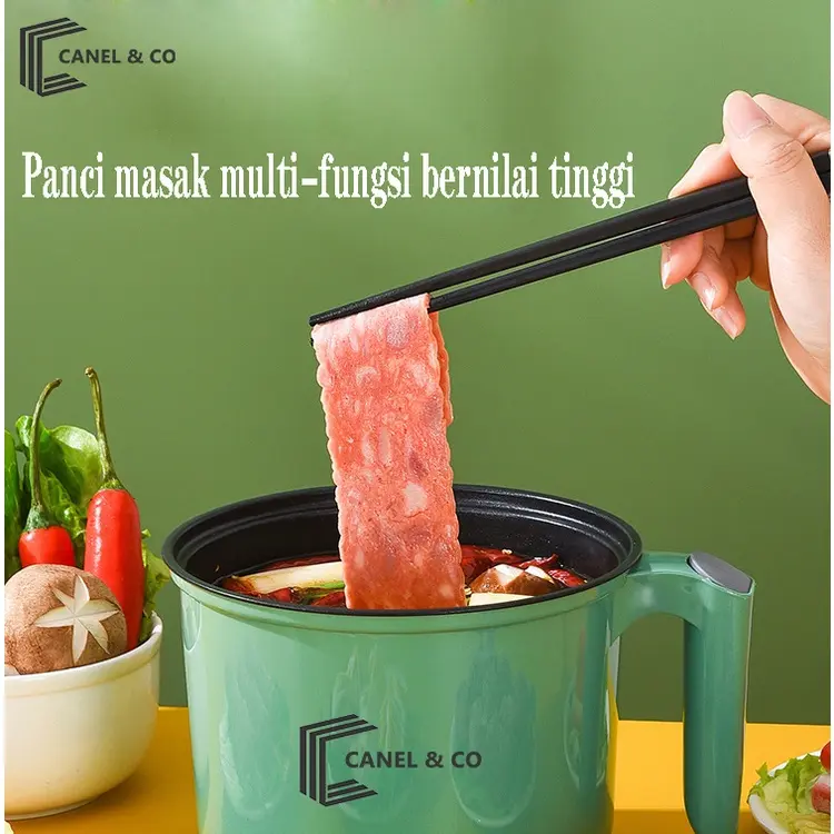 CANEL & CO Goreng Panci Listrik Multifunctional Electric Frying Pan Panci Listrik Lapisan Teflon/Panci Listrik Multifungsi Free Kukusan / Steamer  Lapis Keramik Teflon 2