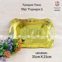 Gambar Nampan Arab Emas Ukir Pegangan  Baki Tempat Makanan Oleh Oleh Haji dan Umroh Jakarta Wadah Kitchenware Kuning Nampan dari Oleh Oleh Umroh Haji Jakarta Kota Administrasi Jakarta Selatan 5 Tokopedia