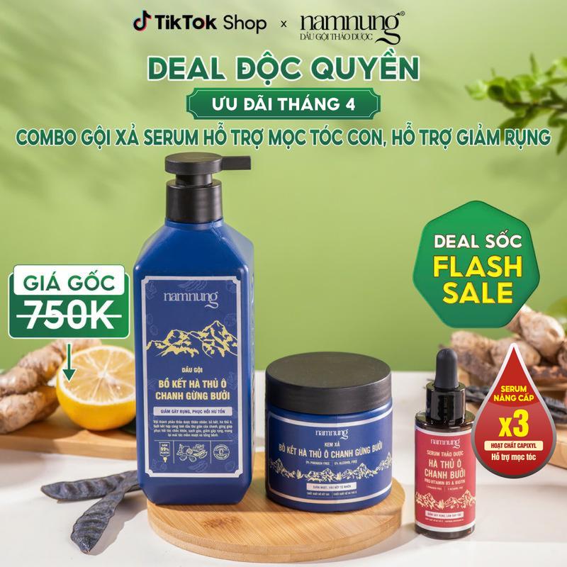   Siêu Tiếp Kiệm  Combo dầu gội & dầu xả chai serum thảo dược Nam Nung Dưỡng Tóc 
