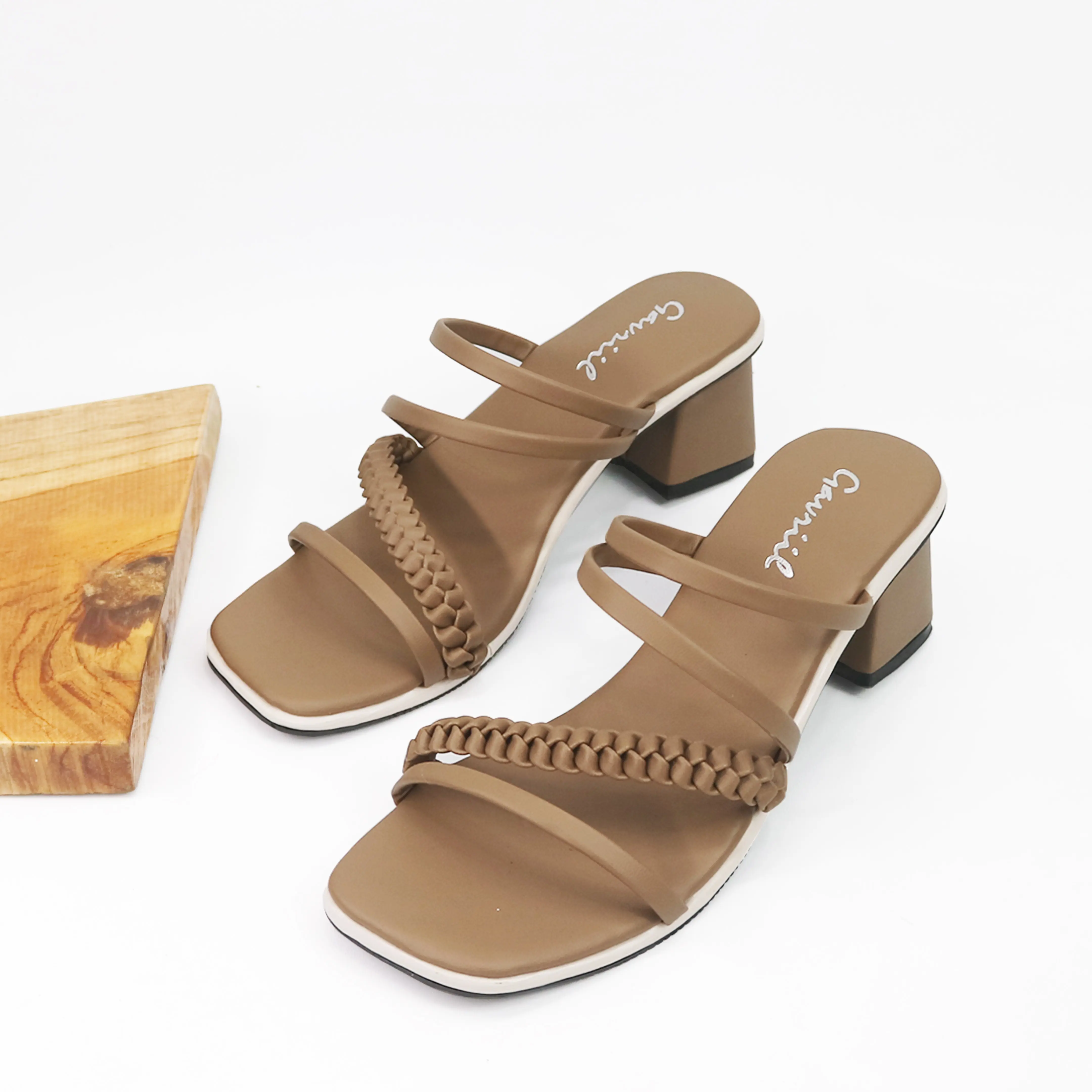 Sandal Heels Wanita Hak Tahu 5 Cm Gavriil Gracia Series Peanut