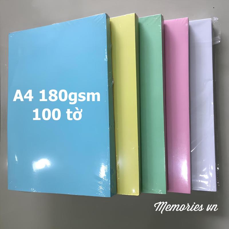  Giấy cứng Thái A4 180gsm 100 tờ tập vẽ 300gsm hồng vàng xanh lục trắng mix màu làm thủ công in thiệp bìa dày Memories vn 