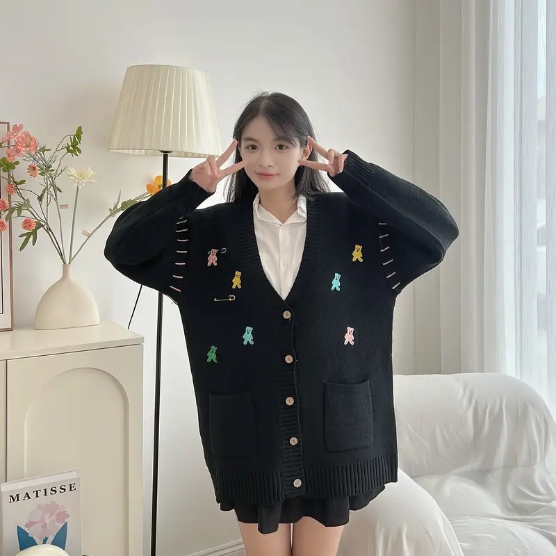 ÁO CARDIGAN GẤU TRẮNG SẮC MÀU / GẤU ĐEN SẮC MÀU 6