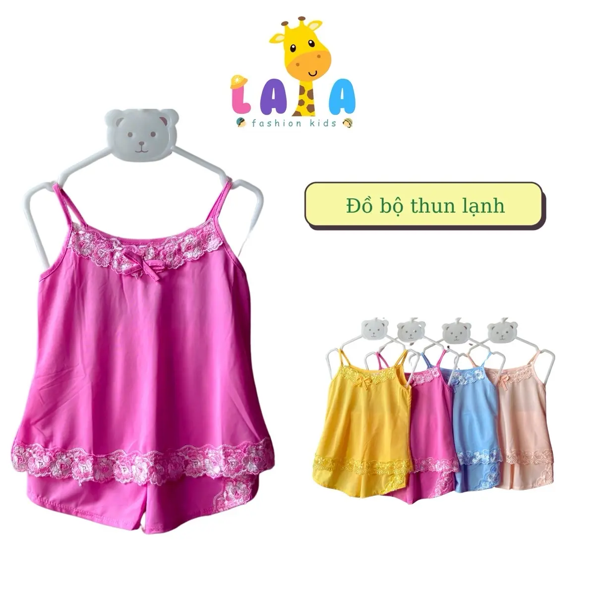 Đồ bộ thun lạnh tay dây bản nhỏ phối Ren cho bé gái size 5-33kg mùa hè sát quâ  notreem quần