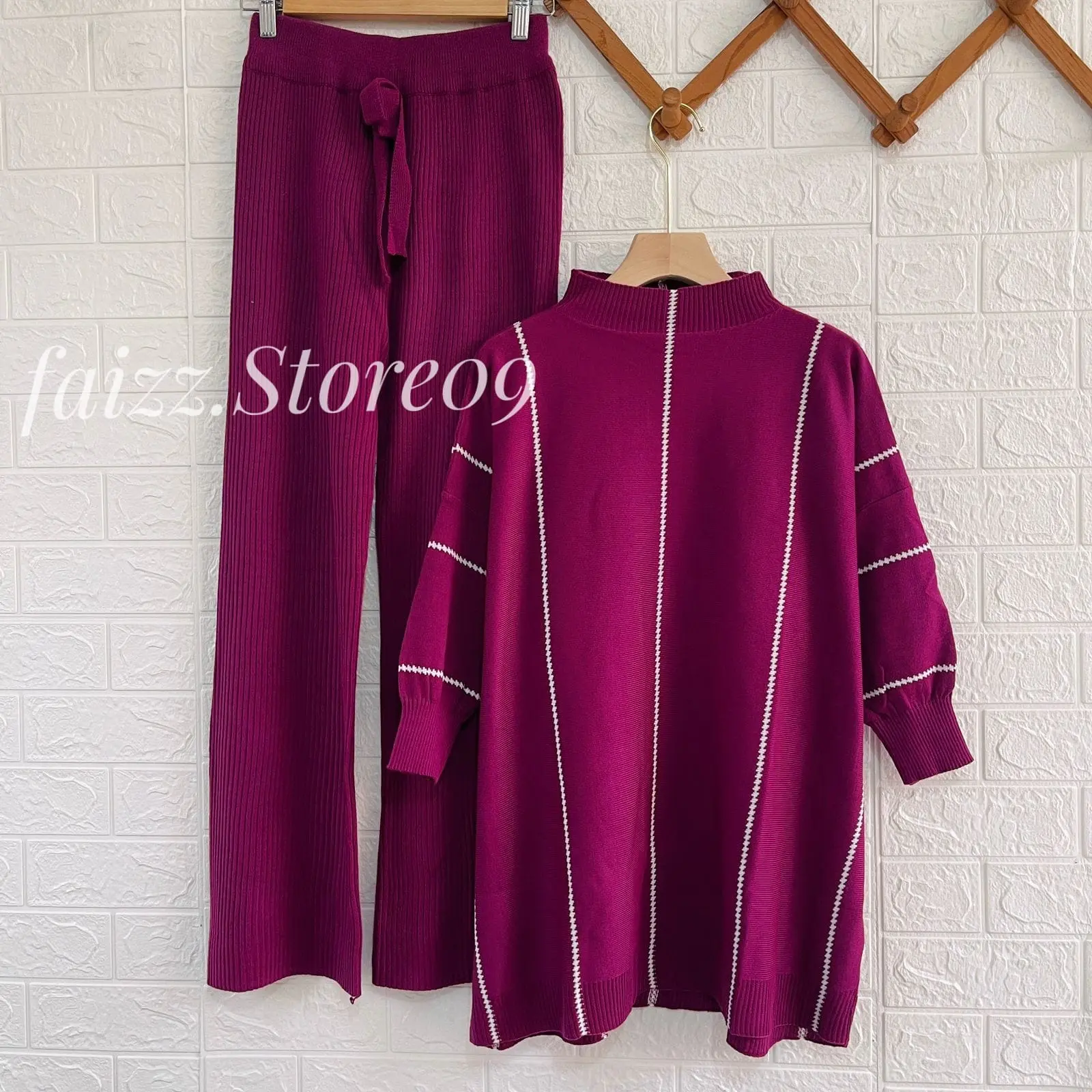Oneset Koanna OVERSIZE Top Setelan Atasan Celana Kulot Rajut Wanita Baju Panjang Dewasa