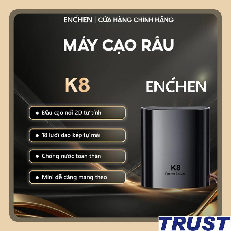 (live) Máy cạo râu Enchen K8 đầu cạo 2D ẩn, chống nước toàn thân, 18 lưỡi dao tự mài, pin dùng đến 60 ngày