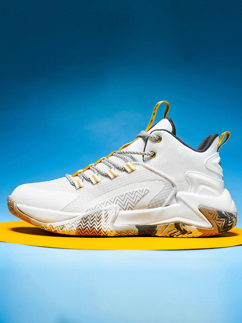 Product Introduction of Unisex Colorblock Lace Up High Top Basketball Shoes, Casual Comfortable Breathable Sports Shoes for Outdoor Wear, Sports Footwear for Men Women, 2024 New Trendy Sportswear for Summer 5