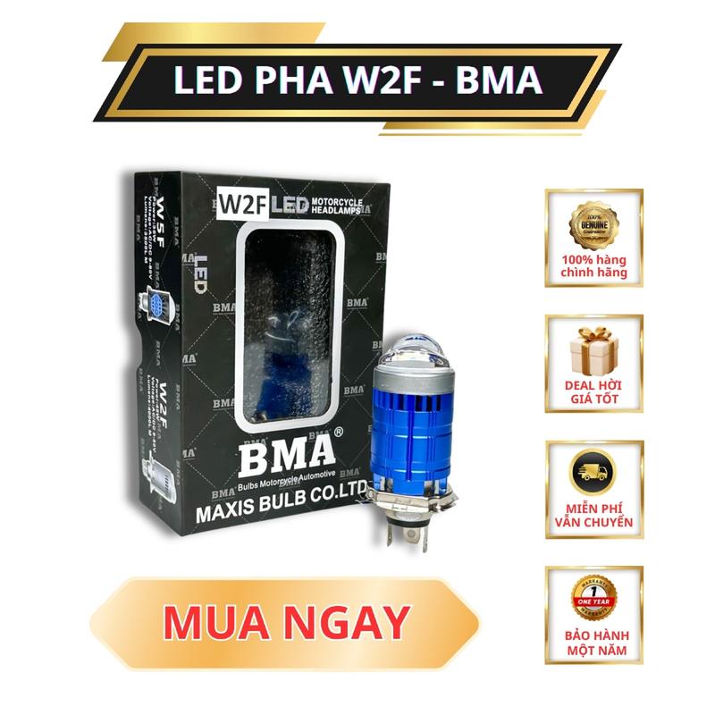 Đèn Pha Bi Cầu W2F BMA Chân H4, 45W 12 24V Điện Bình Bóng Trợ Pha Laser Chống Chói Lắp ÔTô, Xe Máy
