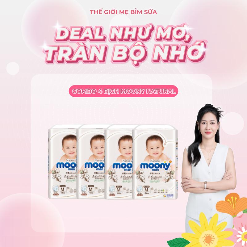 [TGMBS] 1 Thùng (4 Bịch) Bỉm Dán/Quần Moony Natural Nhập Khẩu- Nội Địa Cho Bé