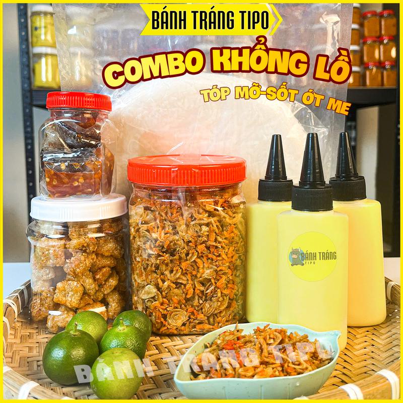 COMBO Khổng Lồ Tóp Mỡ Loại Ngon Thương Hạng - Bánh Tráng Phơi Sương Bơ Béo Muối Tép Hành Phi - Tóp Mỡ Mắm Tỏi Siêu Ngon Không Gắt Dầu - Ăn Vặt TIBO FOOD