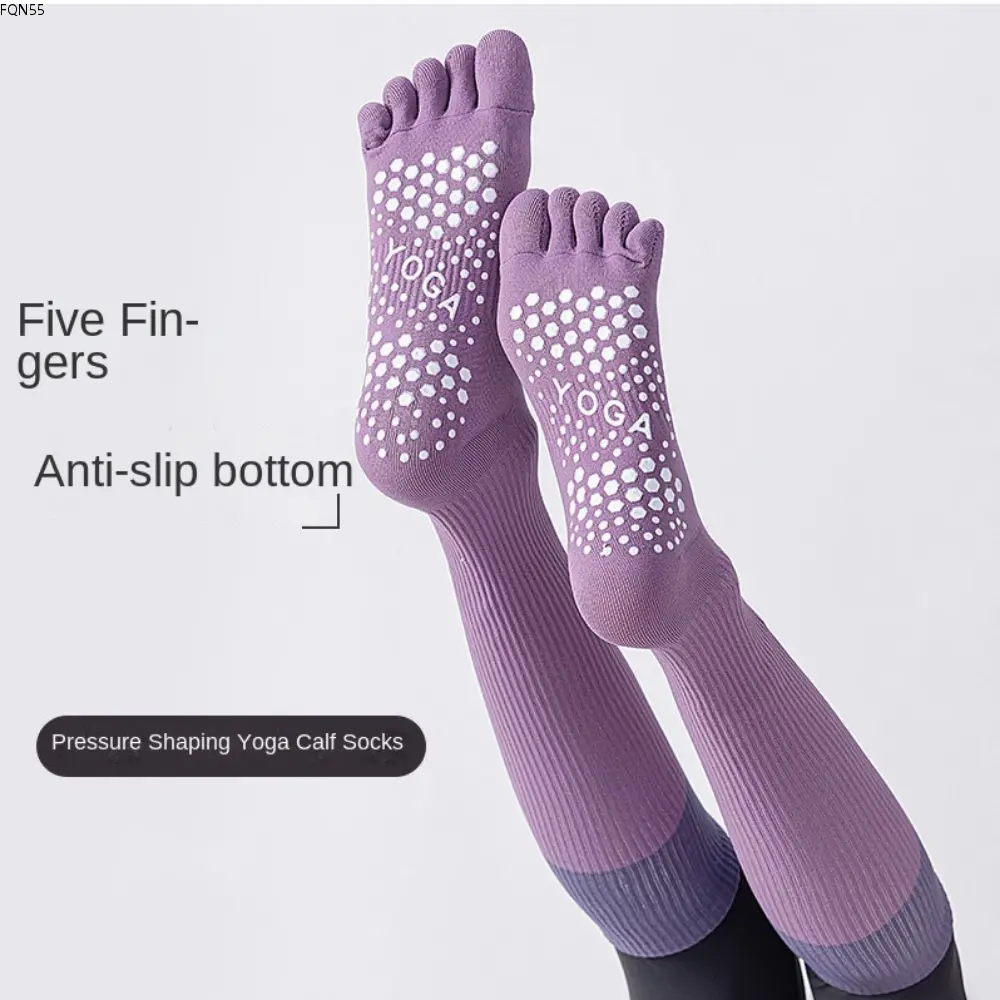 High Quality Five Fingers Women Yoga Socks Silicone Anti-slip Separate Fingers Sport Pilates Socks Elasticity Free Size Cotton Socks Dance