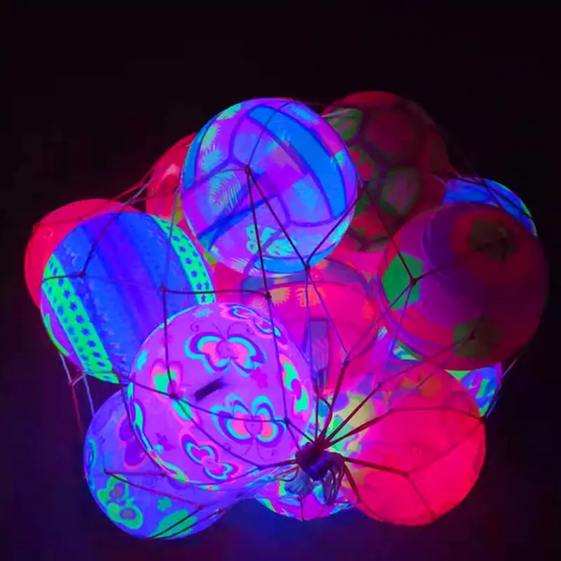 MK Mainan Bola Karet Motif Warna Warni Menyala Lampu LED Mainan Bola Anak Toys 2