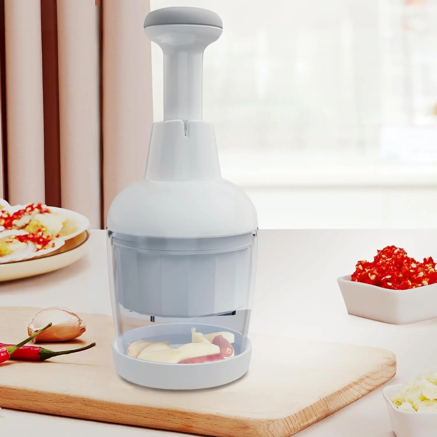 Manual Food Chopper, 1 Count Handheld Vegetable Chopper, Vegetable Cutter, Kitchen Utensils & Gadgets, Household Kitchen Products