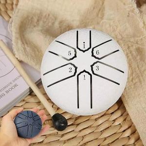 Mini Steel Hand Drum with 6 Notes, 1 Set Portable Ethereal Drum for Relieving Stress and Meditating, Drumsticks and Music Notes Included, Rain Drum For Garden