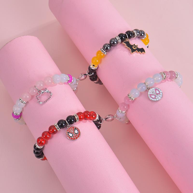 Product Introduction of spiderman bracelet, gwen and miles couple bracelet, love heart magnetic 5