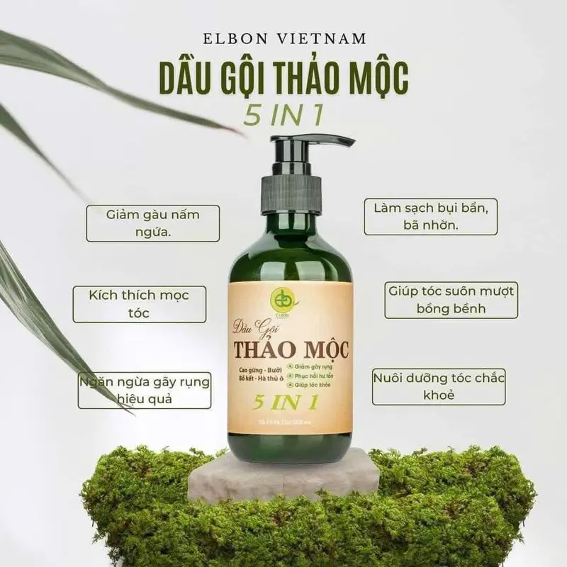 Dầu Gội Thảo Mộc 5in1 Elbon 300ml - Giảm Khô Xơ, Gãy Rụng, Phục Hồi Tóc Hư Tổn 3