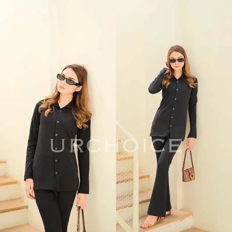 Kemeja Polo Top Knit Rib Long Sleeves - Atasan Kerah Lengan Panjang Premium Fit Knitwear 2