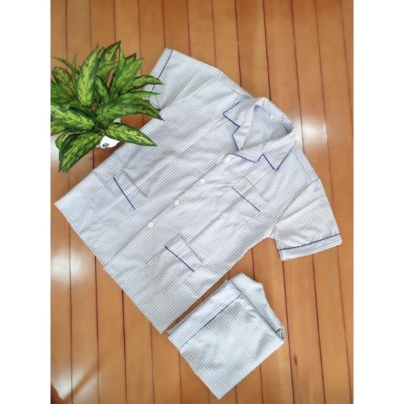 Product Introduction of Bộ Pijama Cộc Tay Nam Trung Niên Vải Kate Mềm Mát 2