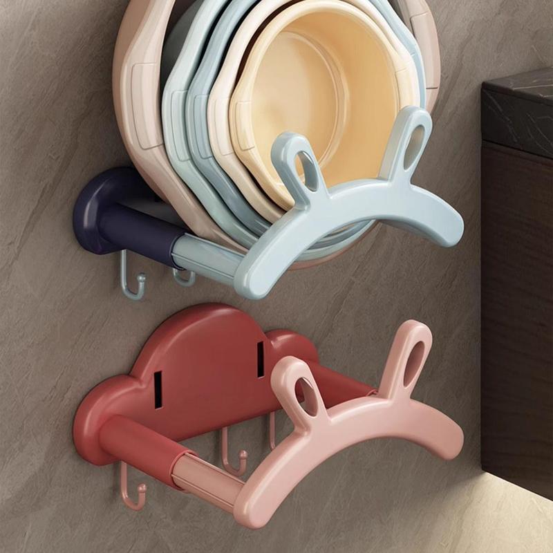 Giá Để Chậu Rửa Có Thể Gấp Gọn Kệ Đựng Đồ, Treo Tường, Thiết Kế Tai Thỏ, Đa Chức Năng, Không Cần Đục Lỗ, Móc Treo Chậu Rửa