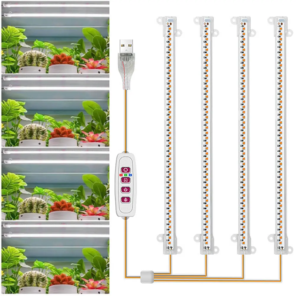 1/2/3/4 LED Grow Light Strips for Indoor Plants Sunlight Full Spectrum USB Phyto Lamp Timer Dimmable Seedlings Flower Growing Lamp