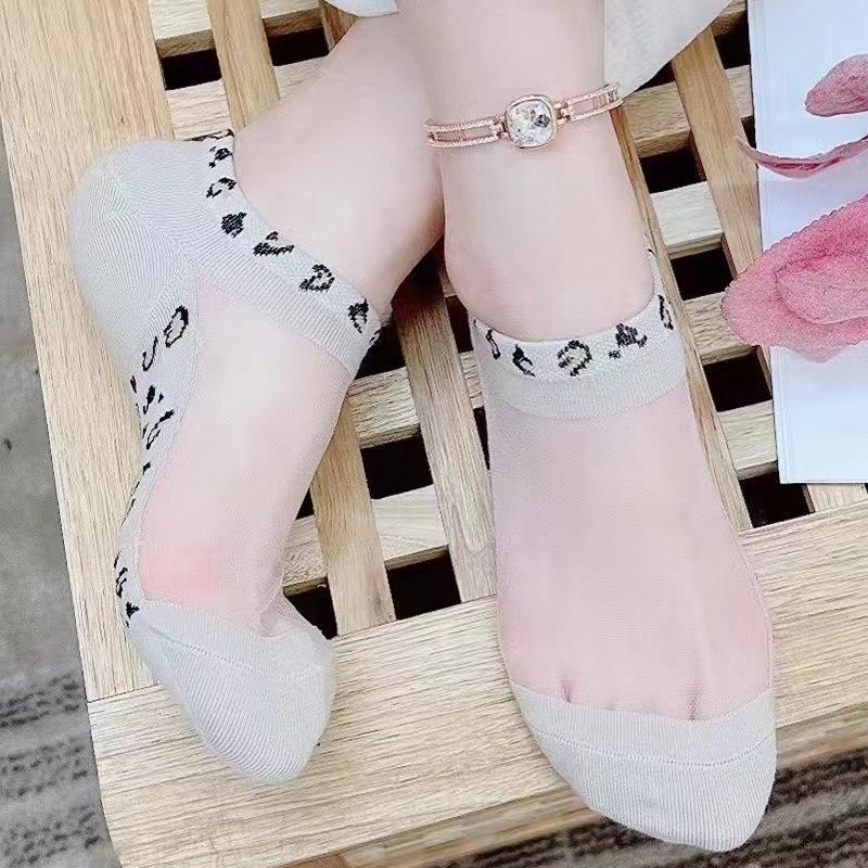 Vớ cho phụ nữ, thả nhanh, mỏng và thoáng khí, in họa tiết da báo, lụa pha lê, lụa thủy tinh vô hình, vớ thuyền, được sản xuất bởi một nhà sản xuất 6