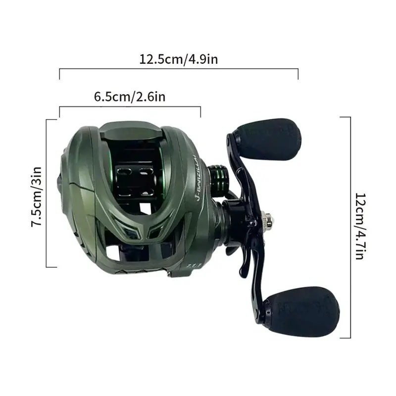 J-BARZILLAI 7.2:1 Gear Ratio Fishing Reel, High Strength Metallic Spool, High Speed Fishing Reel, Freshwater Fishing Gear, Outdoor Fishing Accessories 1