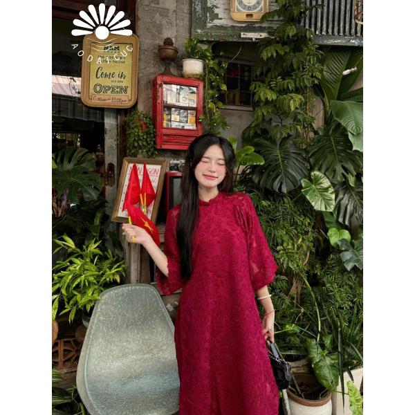 Áo dài lông Vũ Yến Phương, áo dài 4 tà, áo dài tết - Áo dài 1