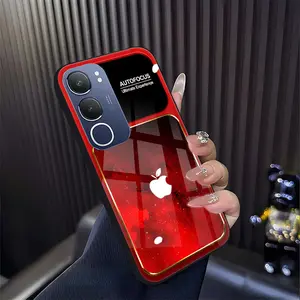 Cocok untuk casing ponsel vivo Y29 Casing ponsel kaca desain terbaru dengan pola huruf langit berbintang.-BLK