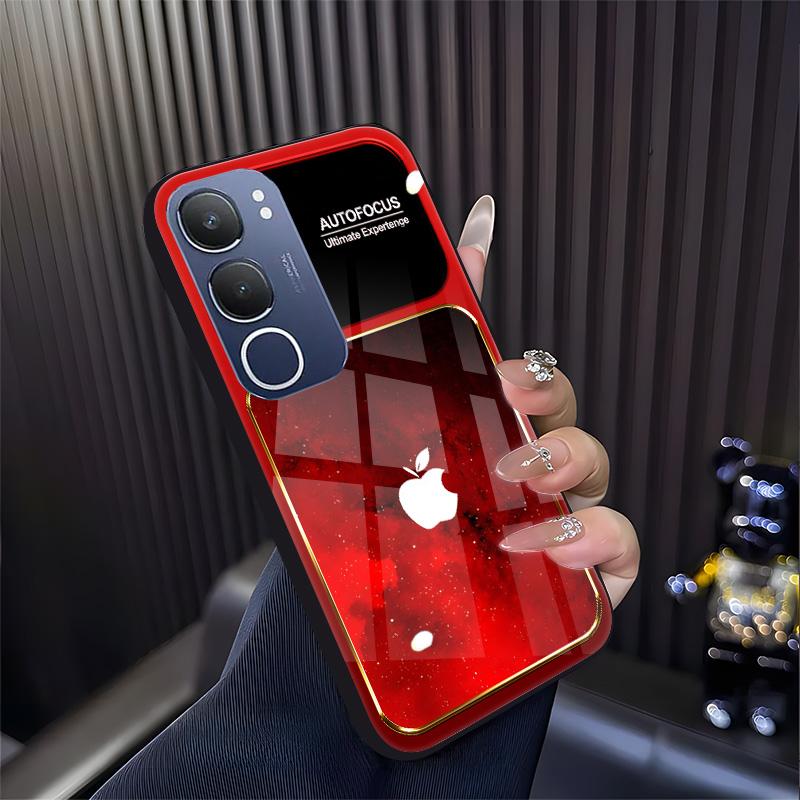 Cocok untuk casing ponsel vivo Y29 Casing ponsel kaca desain terbaru dengan pola huruf langit berbintang.-BLK