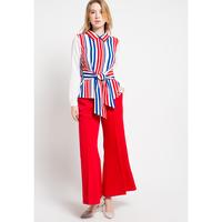Gambar FAME - Blouse Wanita Lengan Panjang Motif Salur Merah/Biru - 9211458 - Putih, S dari FAME Official Kota Surabaya 4 Tokopedia