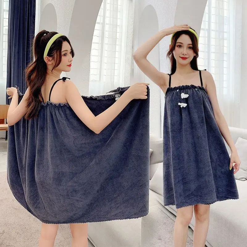 Váy Treo Khăn Tắm, Bộ Sưu Tập 2024, Có Thể Mặc Và Quấn, Dành Cho Nữ Trưởng Thành Và Sinh Viên Mặc, Thấm Hút, Váy Ngủ Gợi Cảm, Đồ Ngủ, Có Dây Treo