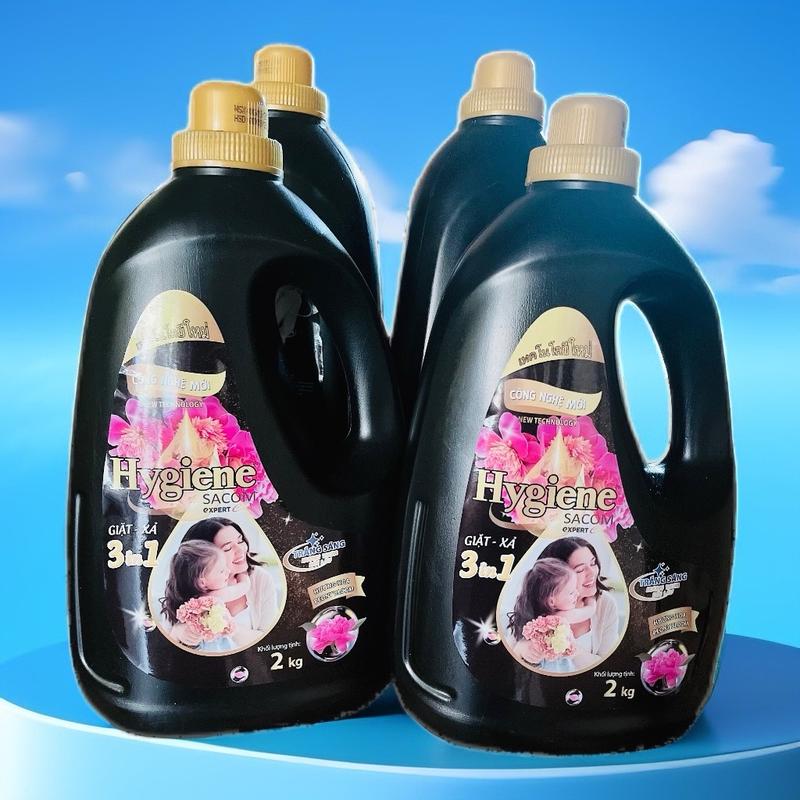 ￼[Combo 4 can tặng 2 xịt vãi thơm ]Nước giặt Hygiene 3in1 giặt-xả-lưu hương, hàng VN sản xuất theo Công nghệ Thái Lan Can/2Kg Làm Sạch
