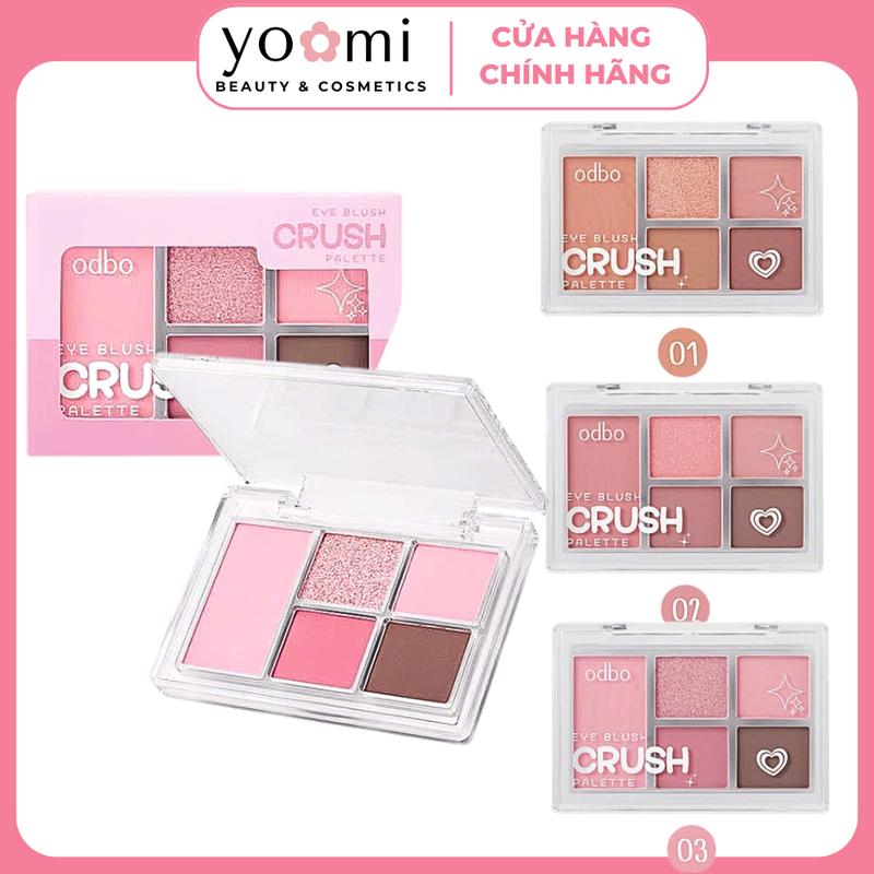 MUA 1 TANG 1 MUT MINI ODBO CHÍNH HÃNG Phấn Mắt Má Odbo 5 Ô Eye Blush Crush Palette ODS04 Bảng Mắt kèm Má Hồng Thái Lan 6g mịn lì lâu trôi màu chuẩn YOOMI Cosmetics Women Trang Điểm Nữ Mỹ Phẩm