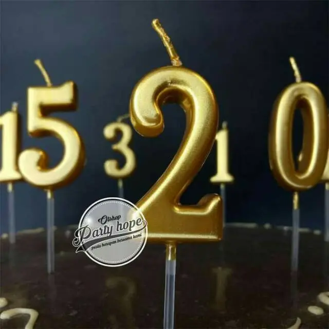 lilin angka gold / Lilin Ultah emas / Lilin Angka ulang tahun gold 1