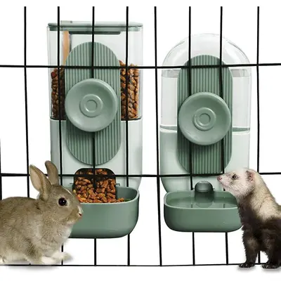 Rabbit Water Bottle, Guinea Pig Water Bottle, Hanging Fountain Automatic Dispenser No Drip Water Bowl For Bunny Chinchilla Ferret Hamster(Pink