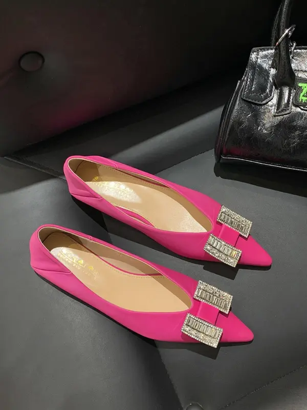 Women's Elegant Rhinestone Decorated Flat Shoes, Trendy Pointed Toe Slip on Shoes, Fashionable Shoes for Daily Wear, Girl 6