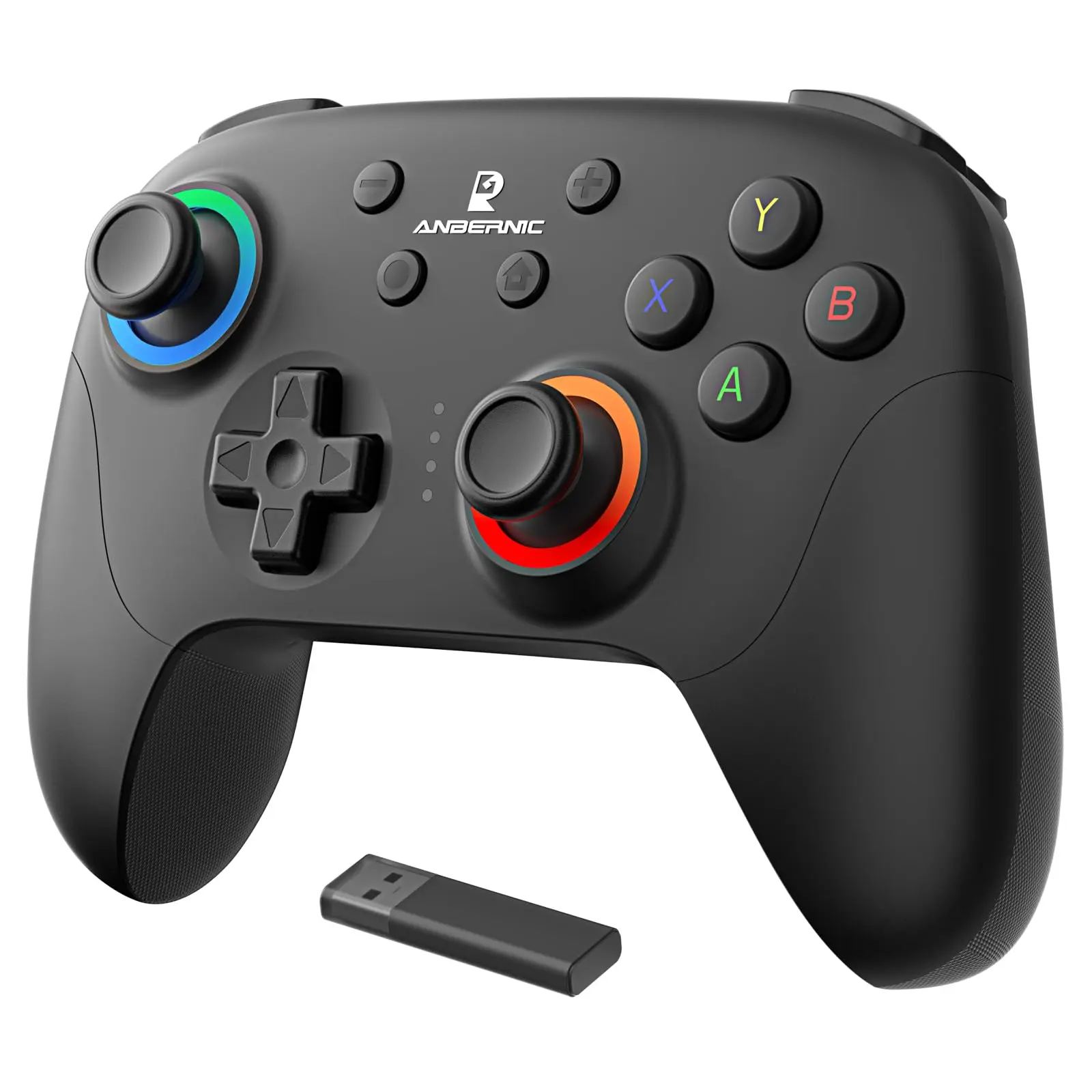 ANBERNIC Wireless Gamepad, Rechargeable Game Controller with RGB Breathing Light, Hall Trigger Joystick Macro Key Gamepad for Switch PC Android iOS