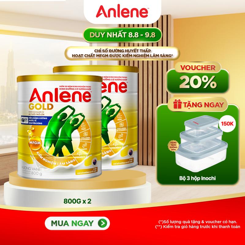 [LS CP] Combo 2 Lon Sữa Bột Anlene Gold Hương Vani 800G Dành Cho Người Trên 40 Tuổi